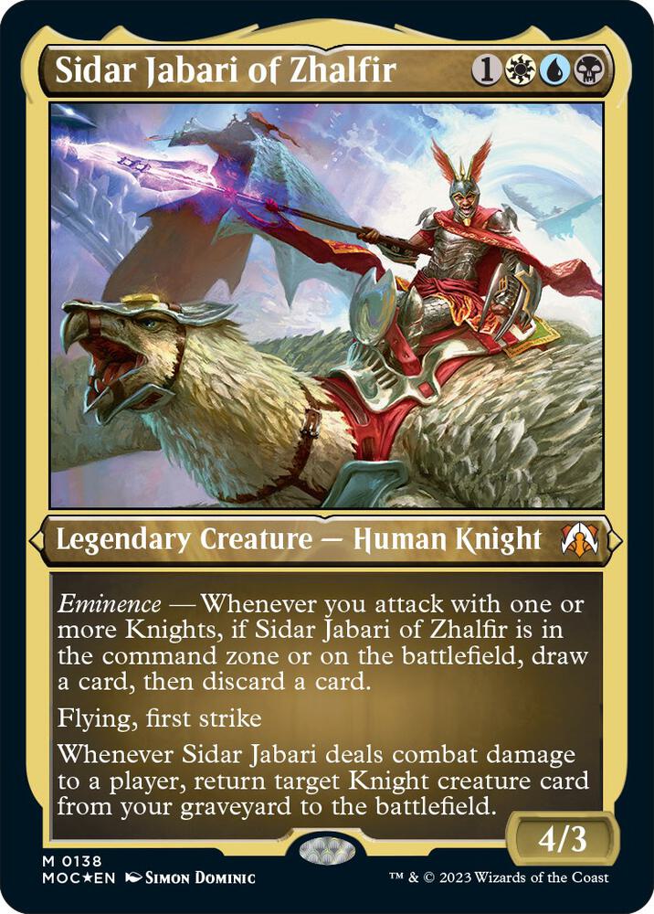 Sidar Jabari of Zhalfir (Display Commander) - Thick Stock (138) [March of the Machine Commander] [Etched]