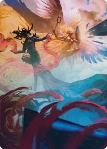 Drana and Linvala Art Card (58) [March of the Machine Art Series]