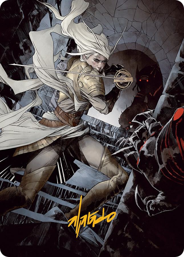 Thalia, Guardian of Thraben Art Card (Gold-Stamped Signature) (67) [March of the Machine Art Series]