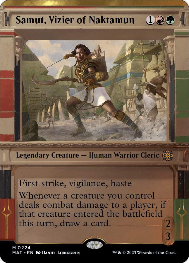 Samut, Vizier of Naktamun (Halo Foil) (224) [March of the Machine: The Aftermath] [Showcase, Borderless]