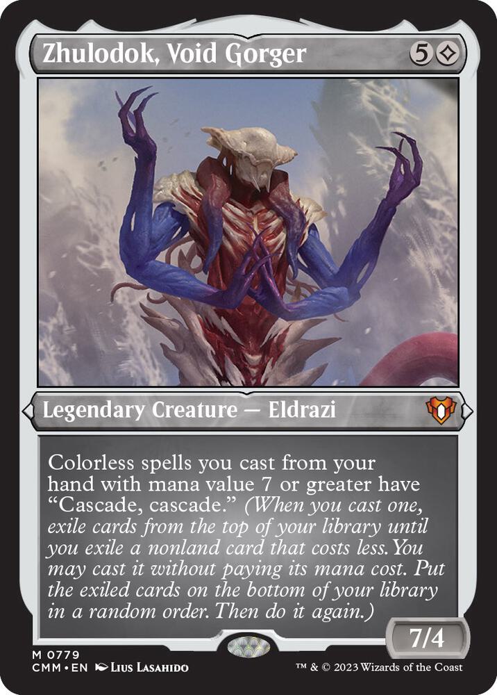 Zhulodok, Void Gorger (Display Commander) (Foil Etched) - Thick Stock (779) [Commander Masters] [Etched]