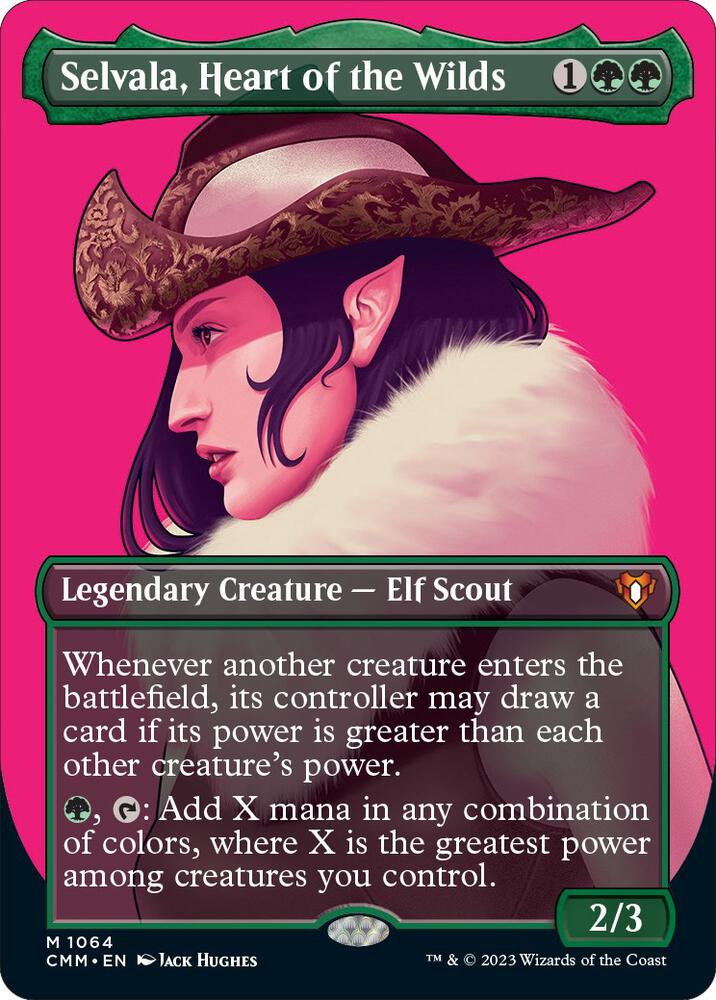 Selvala, Heart of the Wilds (Textured Foil) (1064) [Commander Masters] [Borderless]