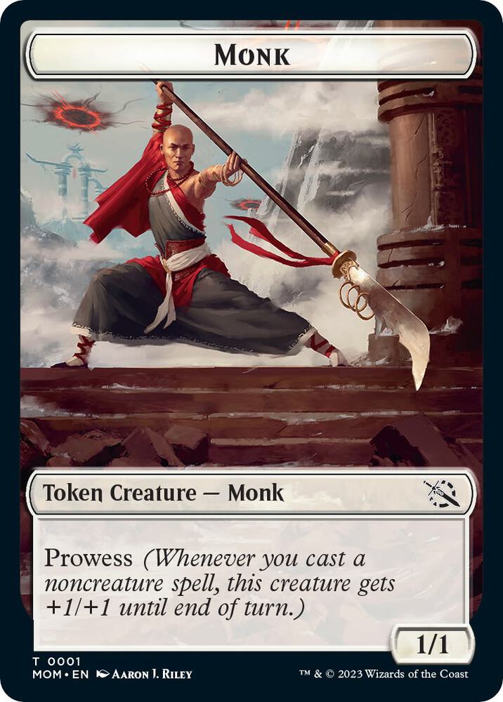 Monk // Spirit (0014) Double-Sided Token (1 // 14) [March of the Machine]