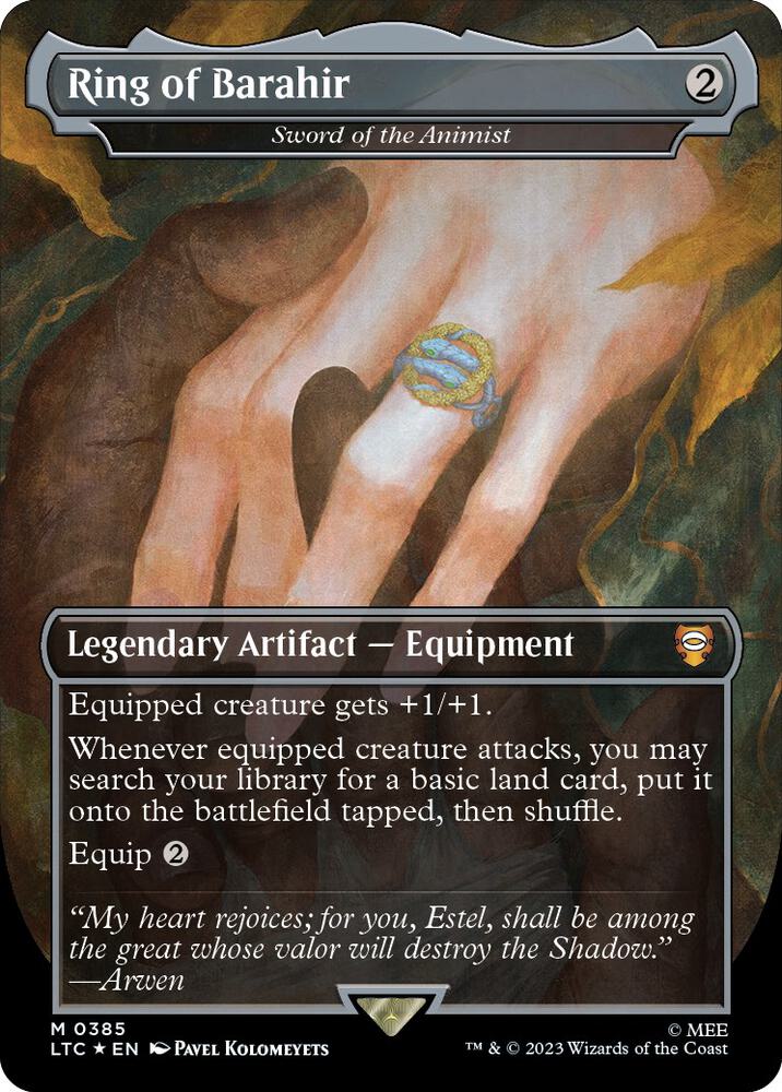 Ring of Barahir - Sword of the Animist (Borderless) (Surge Foil) (385) [Tales of Middle-earth Commander] [Borderless]