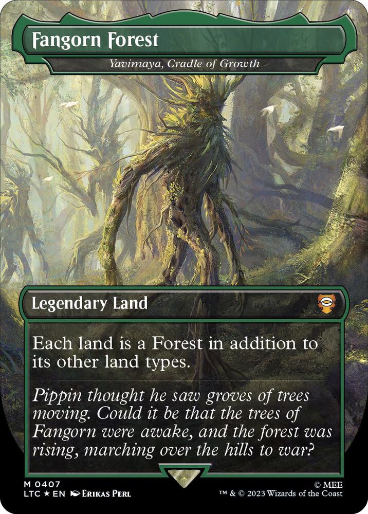 Fangorn Forest - Yavimaya, Cradle of Growth (Borderless) (Surge Foil) (407) [Tales of Middle-earth Commander] [Borderless]