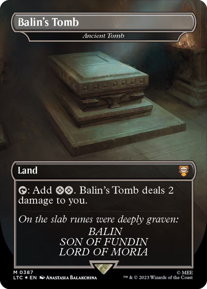 Balin's Tomb - Ancient Tomb (Borderless) (Surge Foil) (387) [Tales of Middle-earth Commander] [Borderless]
