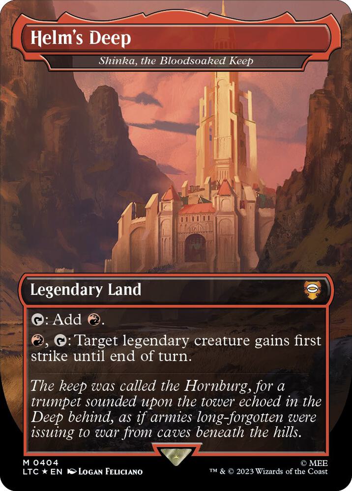 Helm's Deep - Shinka, the Bloodsoaked Keep (Borderless) (Surge Foil) (404) [Tales of Middle-earth Commander] [Borderless]