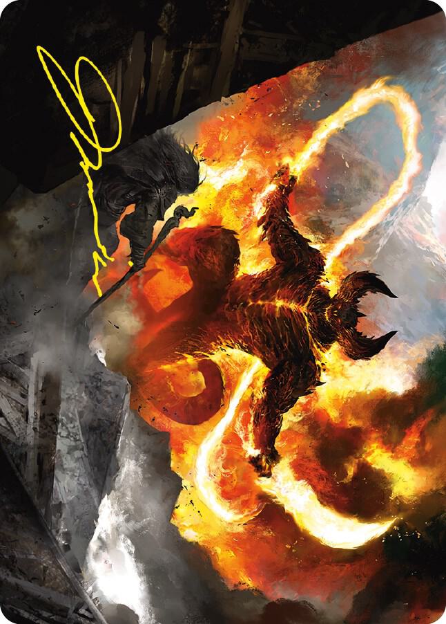 The Balrog, Flame of Udun Art Card (Gold-Stamped Signature) (36) [Universes Beyond: The Lord of the Rings: Tales of Middle-earth Art Series]