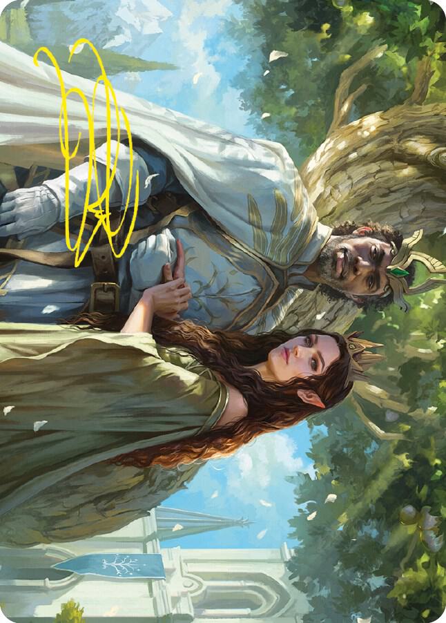 Aragorn and Arwen, Wed Art Card (Gold-Stamped Signature) (33) [Universes Beyond: The Lord of the Rings: Tales of Middle-earth Art Series]