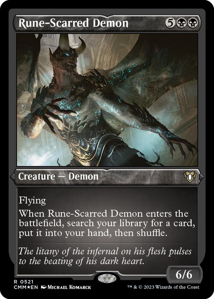 Rune-Scarred Demon (Foil Etched) (521) [Commander Masters]