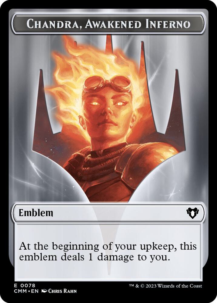 Emblem - Chandra, Awakened Inferno // Wizard Double-Sided Token (78 // 71) [Commander Masters]