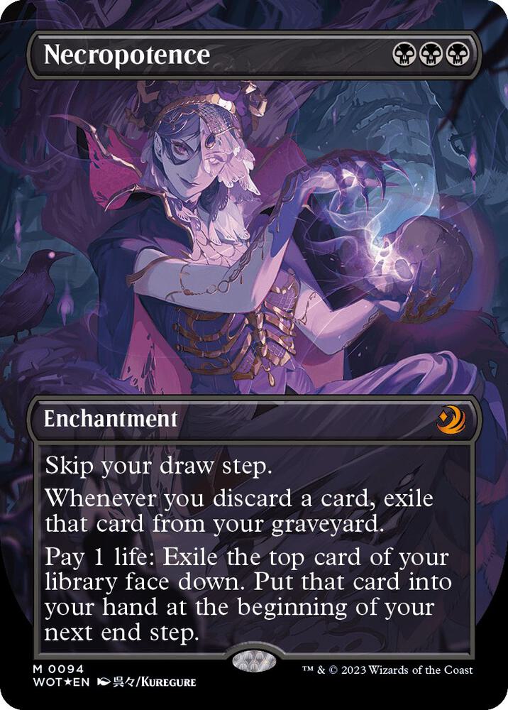 Necropotence (Anime Borderless) (Confetti Foil) (94) [Wilds of Eldraine: Enchanting Tales] [Borderless]