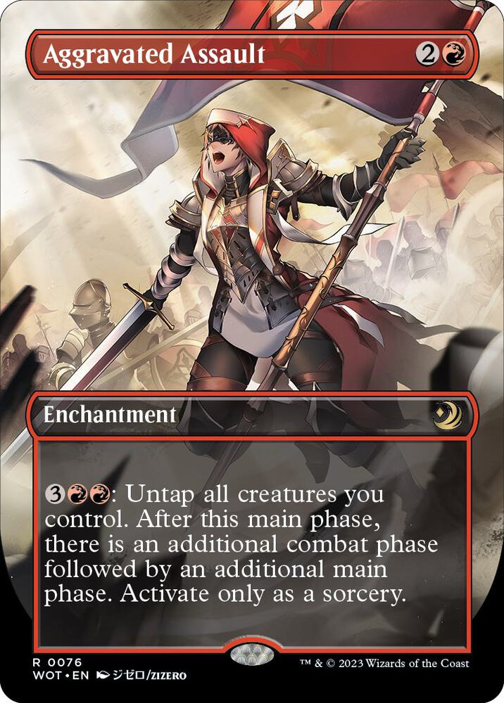 Aggravated Assault (Anime Borderless) (76) [Wilds of Eldraine: Enchanting Tales] [Borderless]