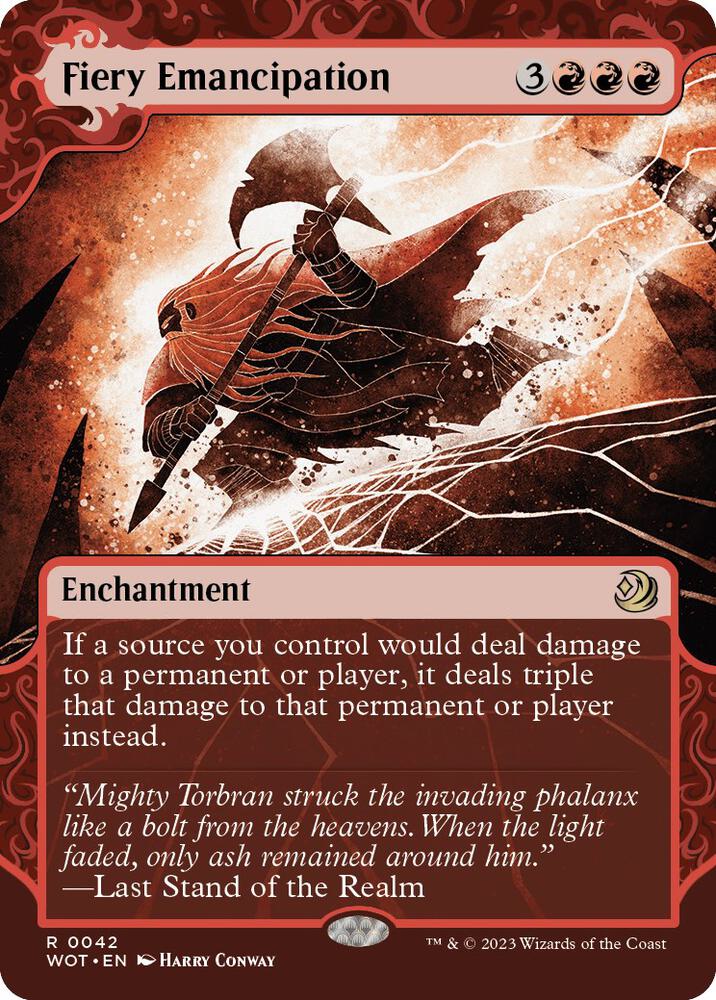 Fiery Emancipation (42) [Wilds of Eldraine: Enchanting Tales] [Showcase, Borderless]