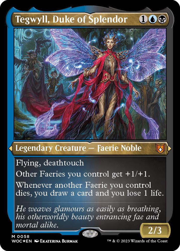 Tegwyll, Duke of Splendor (Display Commander) - Thick Stock (58) [Wilds of Eldraine Commander]