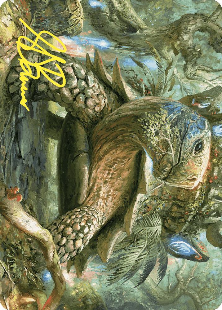 Blossoming Tortoise Art Card (Gold-Stamped Signature) (24) [Wilds of Eldraine Art Series]