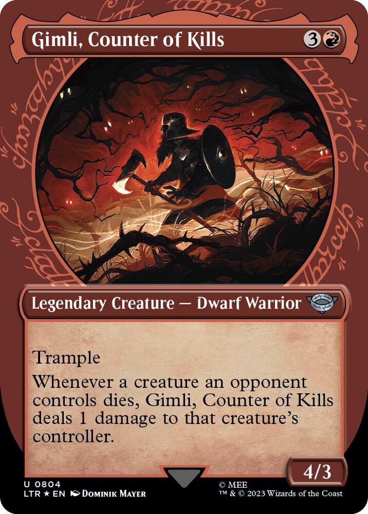 Gimli, Counter of Kills (Showcase) (Surge Foil) (804) [The Lord of the Rings: Tales of Middle-earth] [Showcase, Borderless]