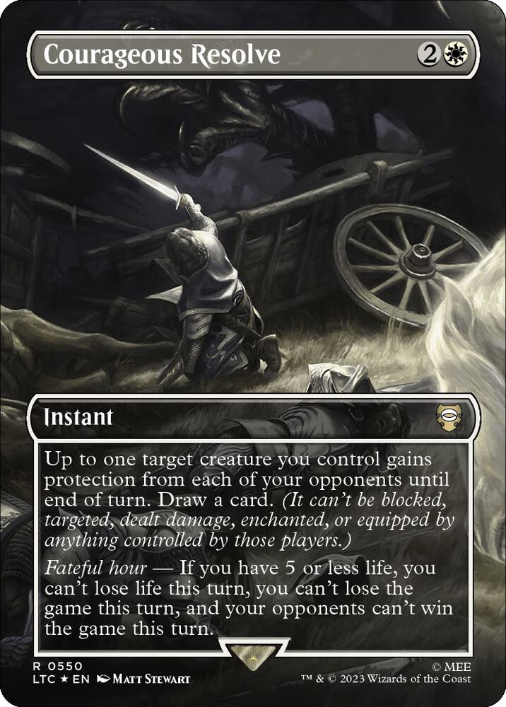 Courageous Resolve (Borderless) (Surge Foil) (550) [Tales of Middle-earth Commander] [Borderless]