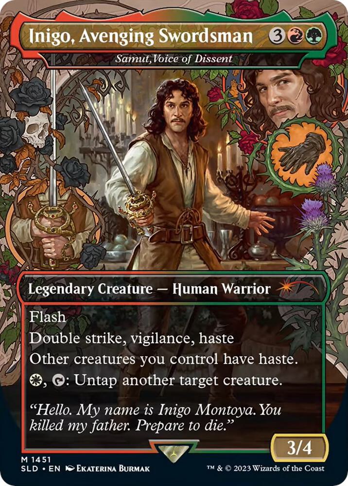 Inigo, Avenging Swordsman - Samut, Voice of Dissent (1451) [Secret Lair Drop] [Borderless]
