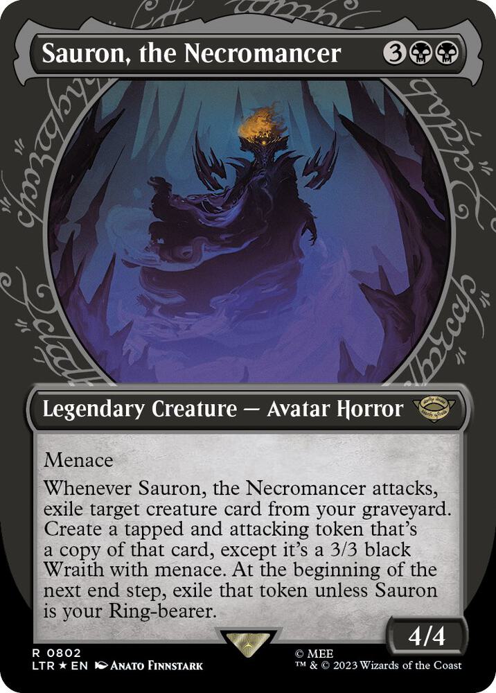 Sauron, the Necromancer (Showcase) (Surge Foil) (802) [The Lord of the Rings: Tales of Middle-earth] [Showcase, Borderless]