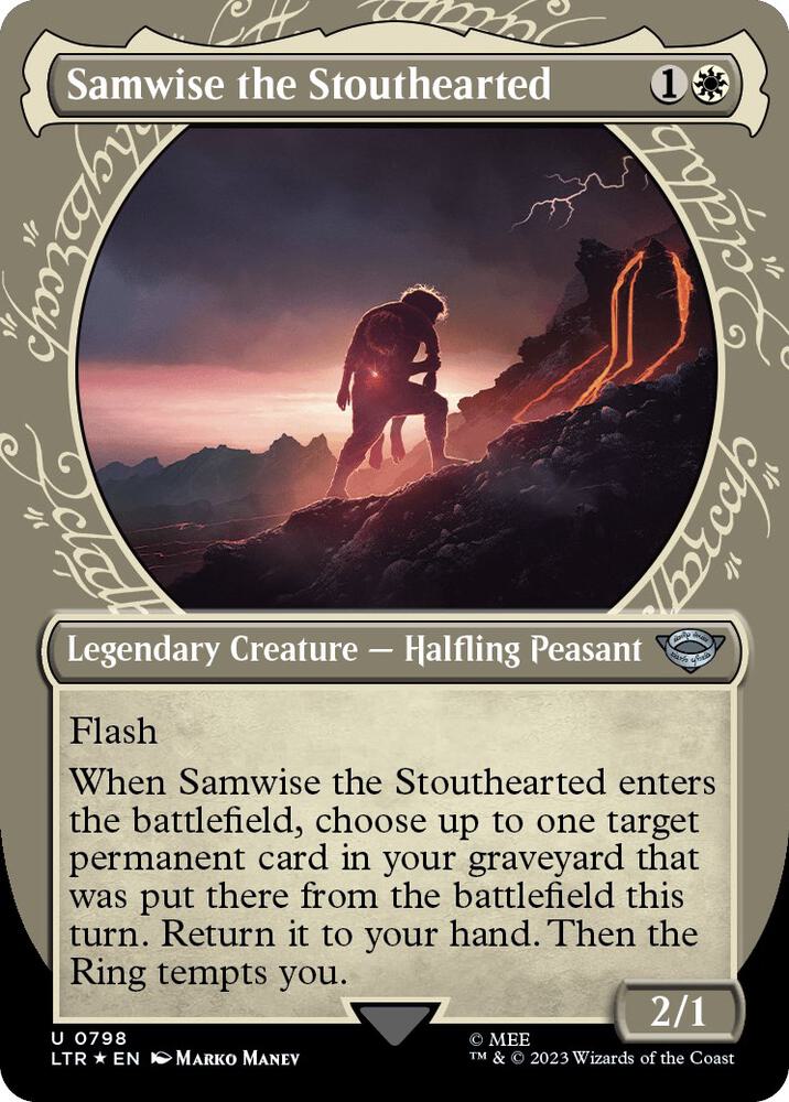 Samwise the Stouthearted (Showcase) (Surge Foil) (798) [The Lord of the Rings: Tales of Middle-earth] [Showcase, Borderless]