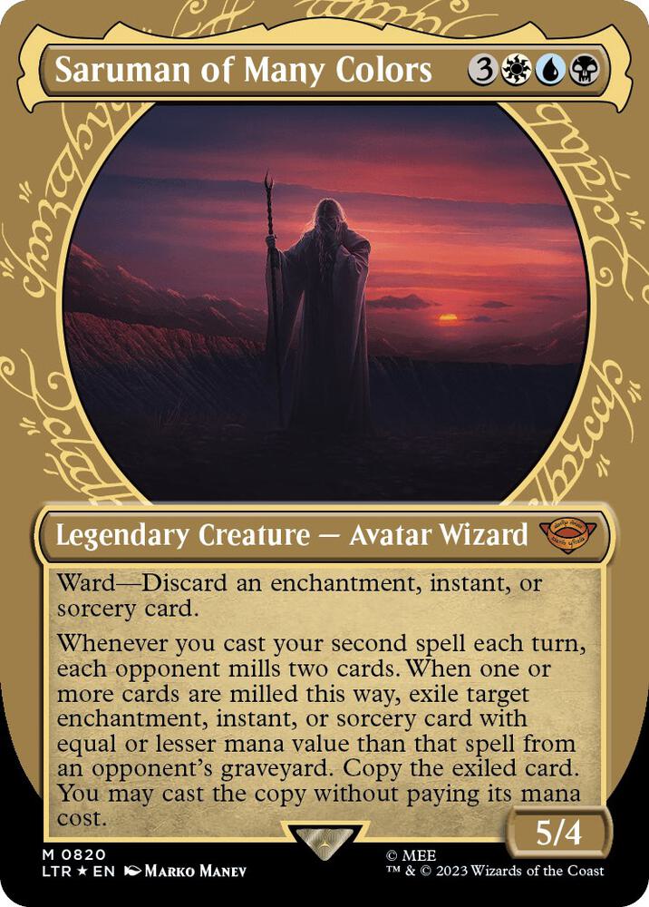 Saruman of Many Colors (Showcase) (Surge Foil) (820) [The Lord of the Rings: Tales of Middle-earth] [Showcase, Borderless]