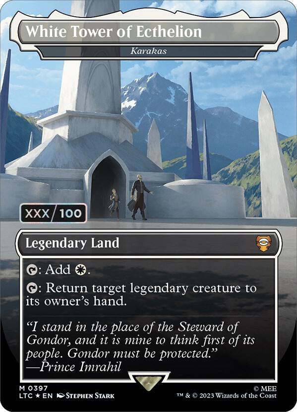 White Tower of Ecthelion - Karakas (Borderless) (Serial Numbered) (397) [Tales of Middle-earth Commander] [Borderless]