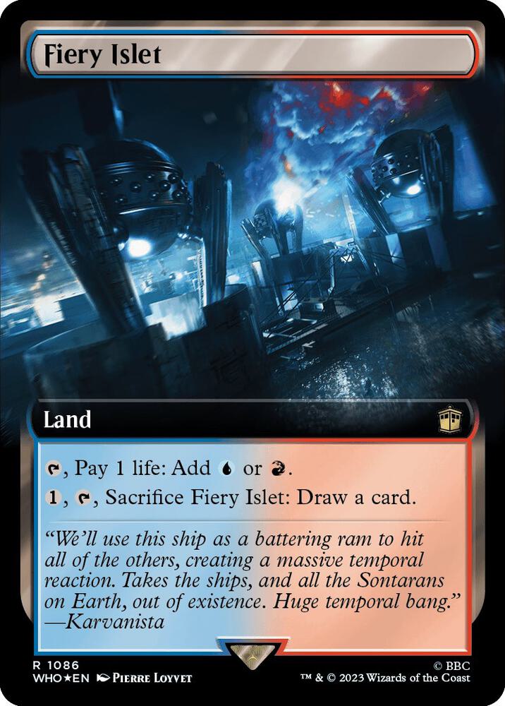 Fiery Islet (Extended Art) (Surge Foil) (1086) [Doctor Who] [Extended Art]