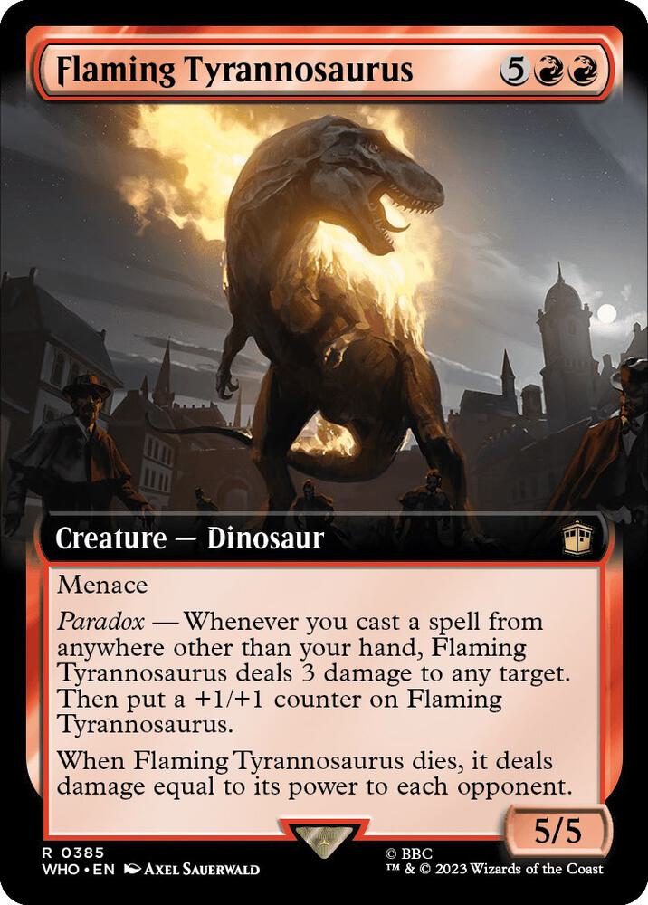 Flaming Tyrannosaurus (Extended Art) (385) [Doctor Who] [Extended Art]