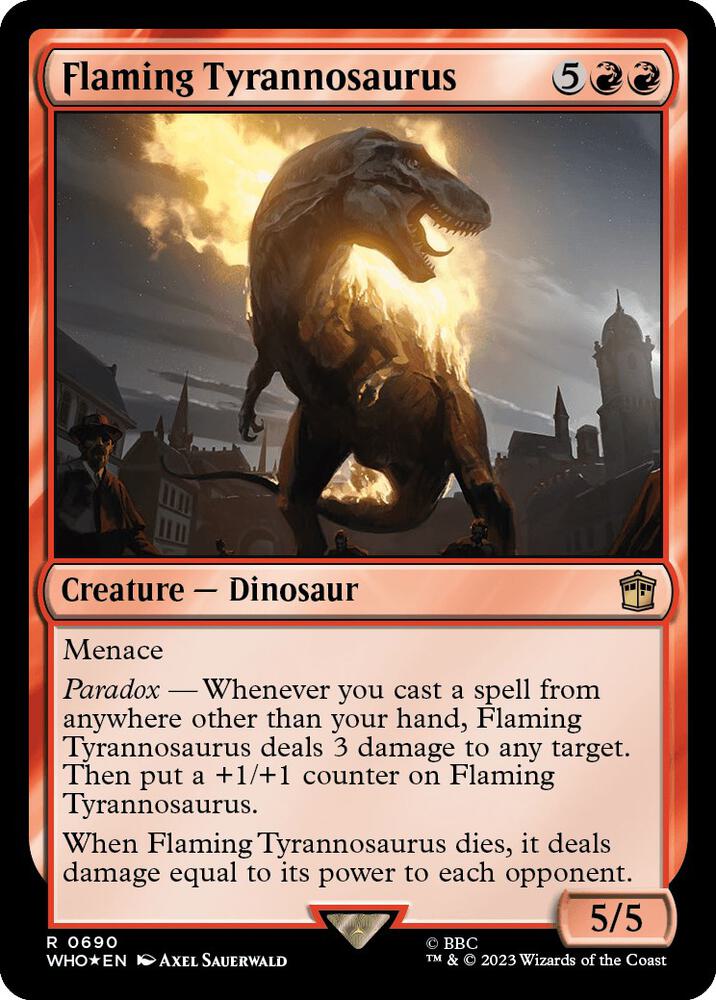 Flaming Tyrannosaurus (Surge Foil) (690) [Doctor Who]