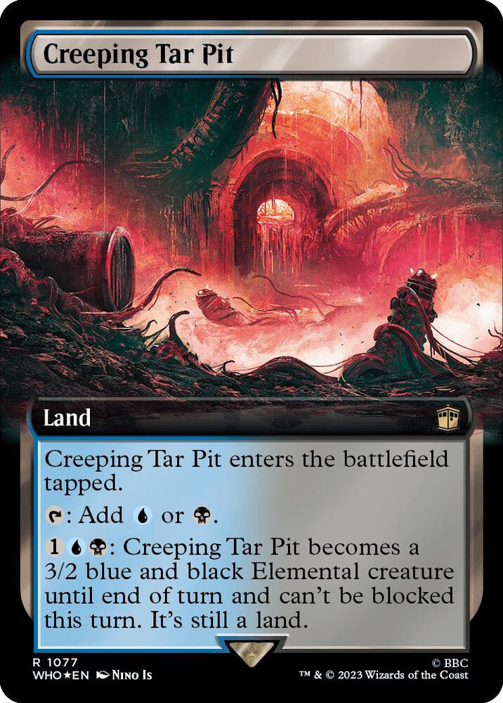 Creeping Tar Pit (Extended Art) (Surge Foil) (1077) [Doctor Who] [Extended Art]