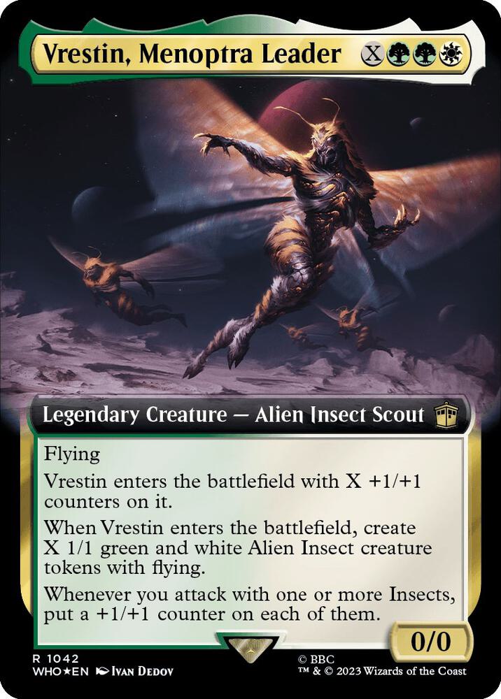 Vrestin, Menoptra Leader (Extended Art) (Surge Foil) (1042) [Doctor Who] [Extended Art]