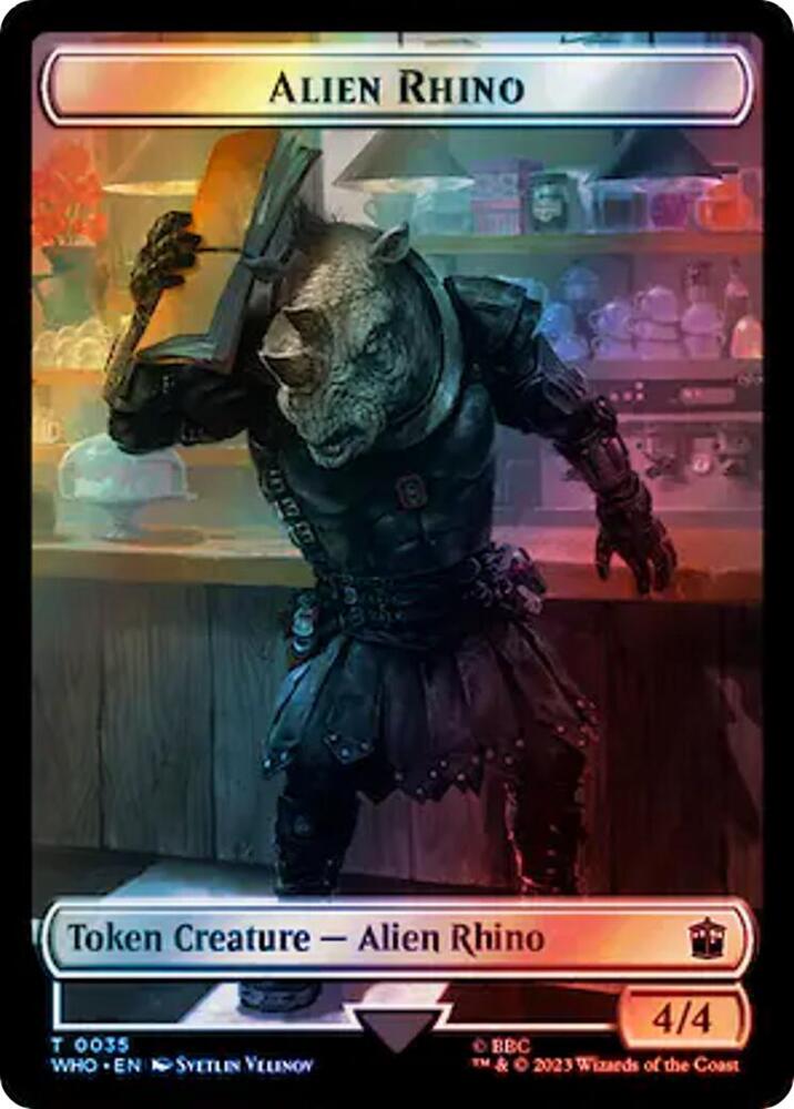 Alien Rhino // Treasure (0060) Double-Sided Token (Surge Foil) (35 // 60) [Doctor Who]