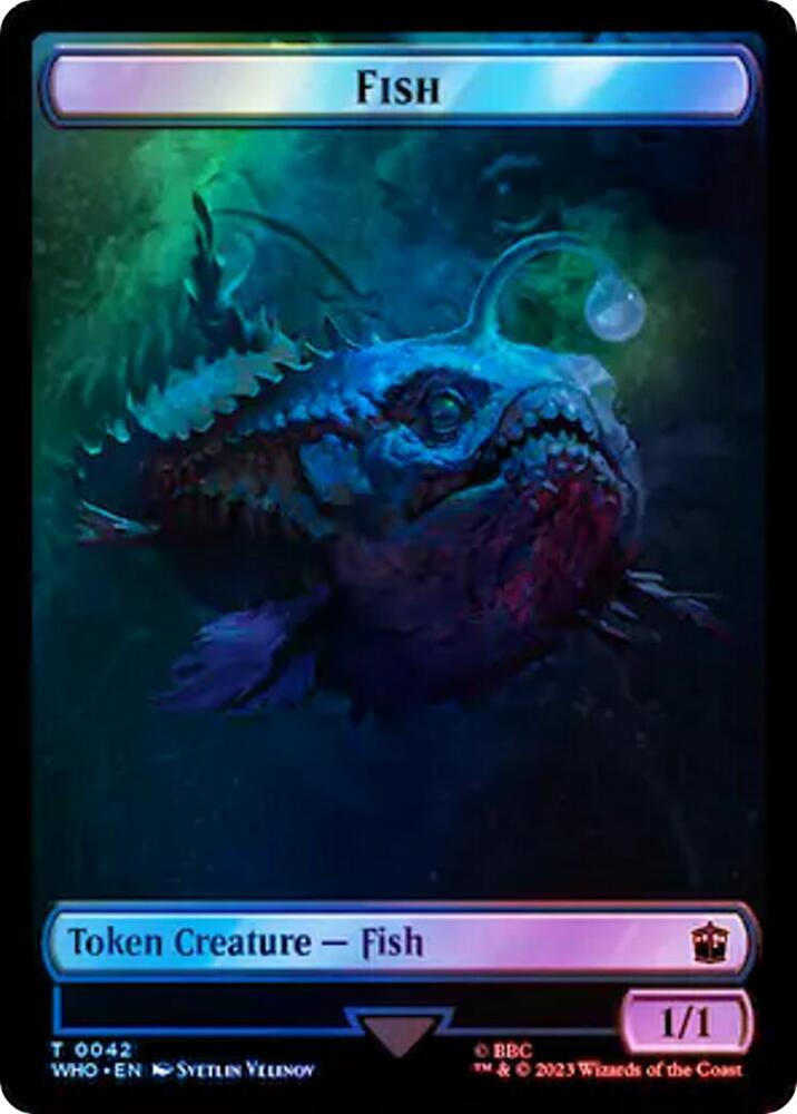 Fish // Cyberman Double-Sided Token (Surge Foil) (42 // 56) [Doctor Who]