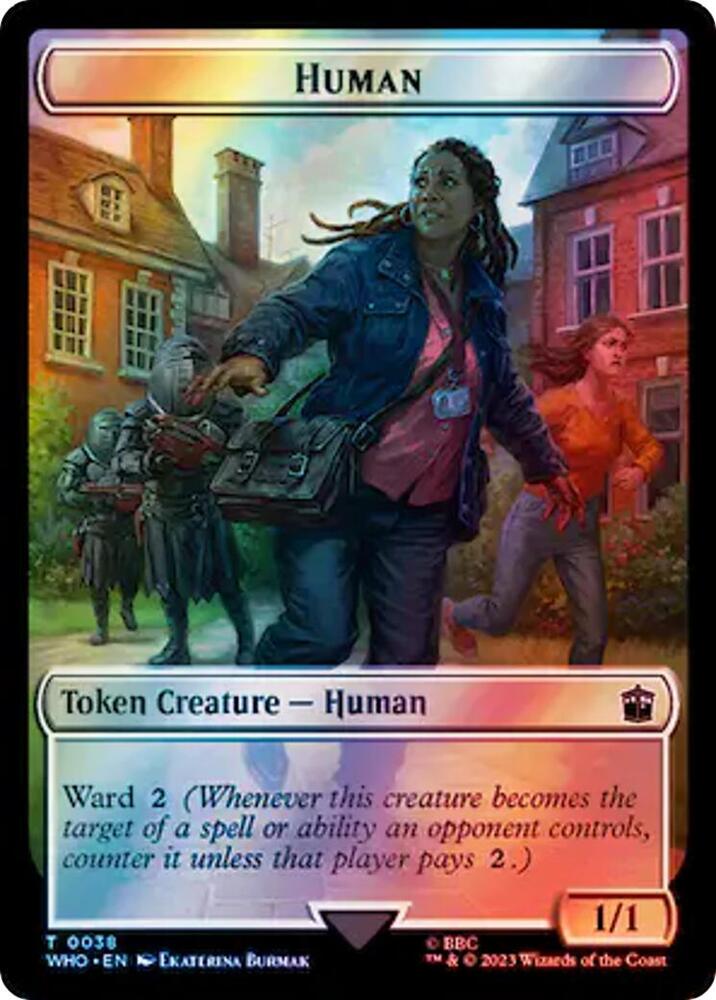 Human (0038) // Clue (0055) Double-Sided Token (Surge Foil) (38 // 55) [Doctor Who]
