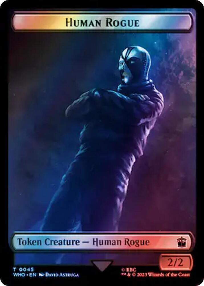 Human Rogue // Dinosaur Double-Sided Token (Surge Foil) (45 // 52) [Doctor Who]