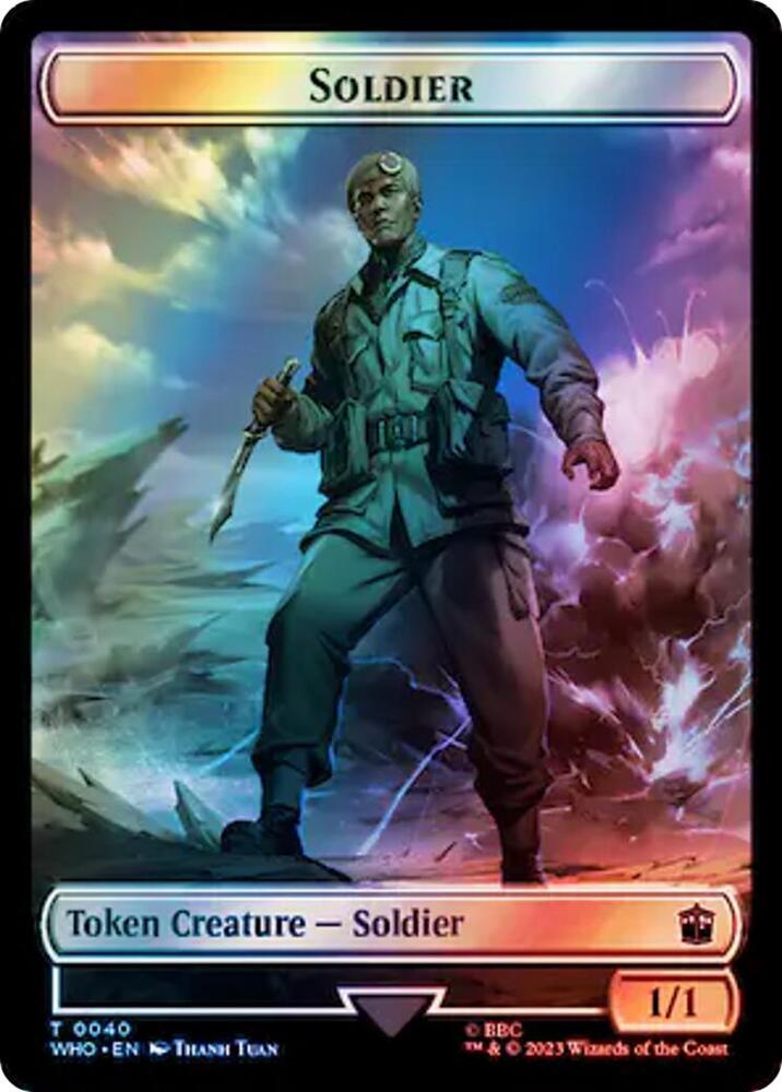 Soldier // Dinosaur Double-Sided Token (Surge Foil) (40 // 52) [Doctor Who]