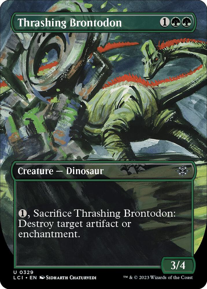 Thrashing Brontodon (Borderless) (329) [The Lost Caverns of Ixalan] [Borderless]