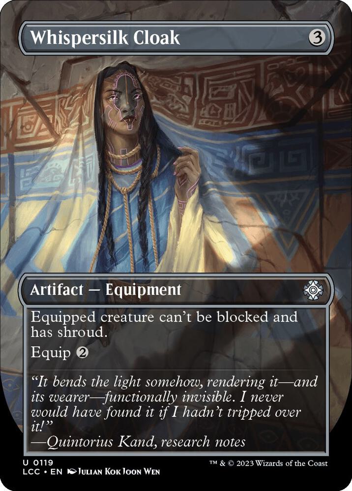 Whispersilk Cloak (Borderless) (119) [The Lost Caverns of Ixalan Commander] [Borderless]