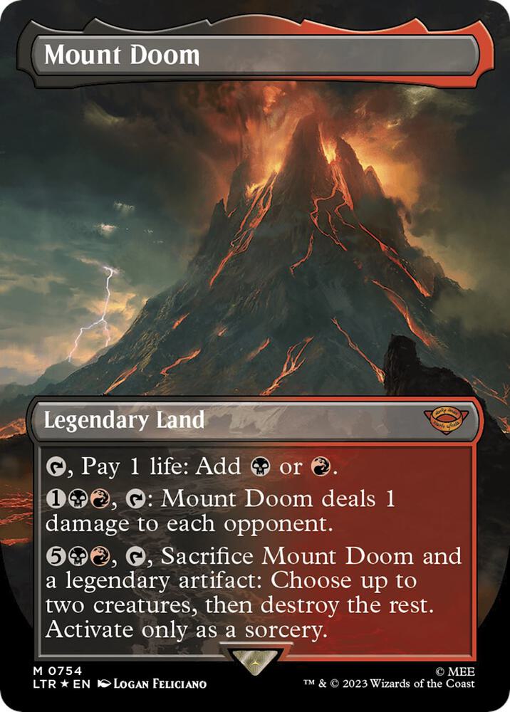 Mount Doom (Borderless) (Surge Foil) (754) [The Lord of the Rings: Tales of Middle-earth] [Borderless]
