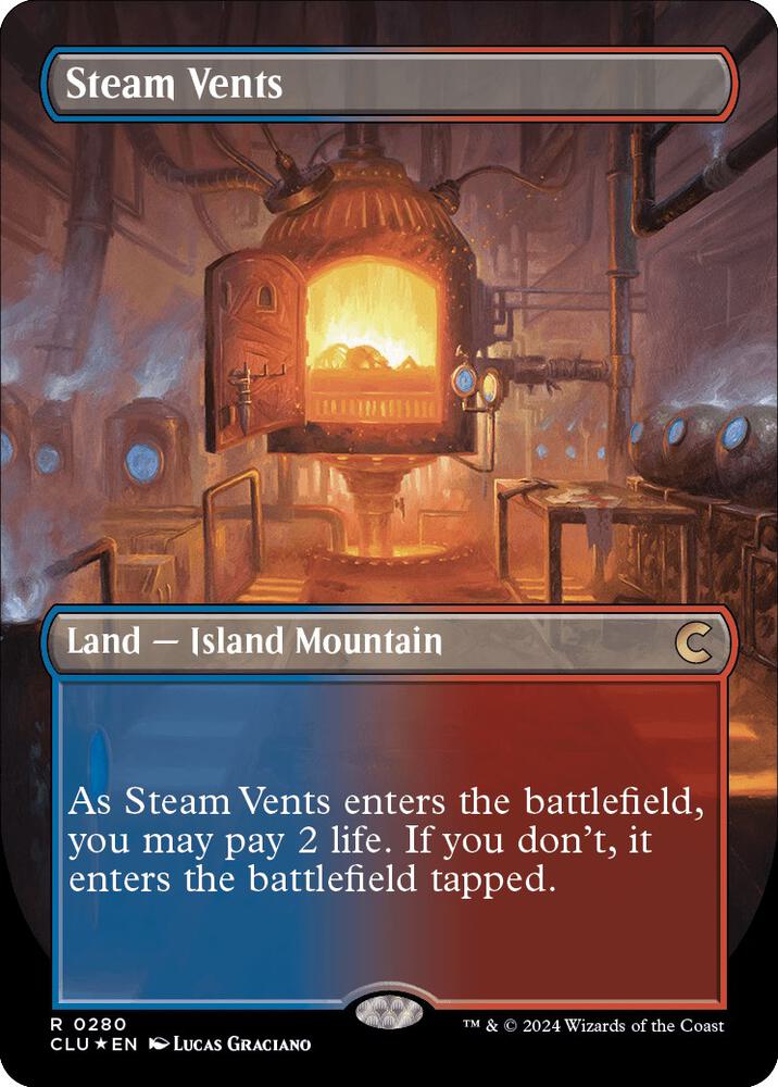 Steam Vents (Borderless) (280) [Ravnica: Clue Edition] [Borderless]