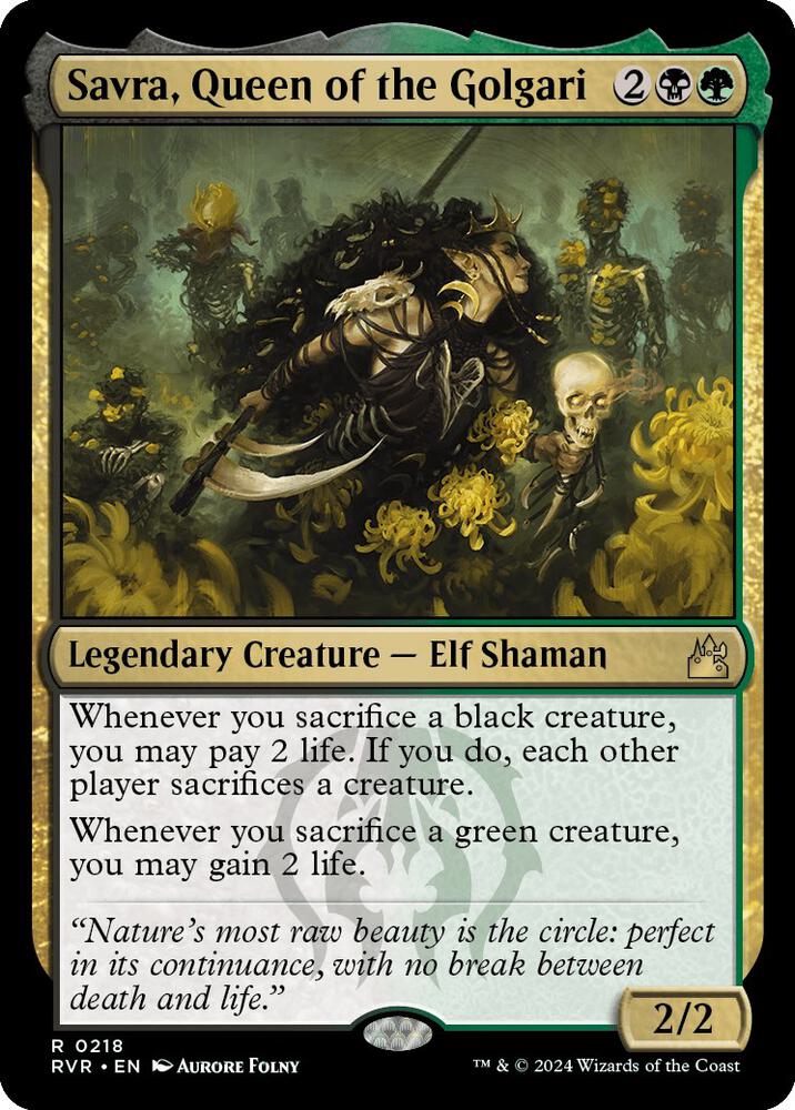 Savra, Queen of the Golgari (218) [Ravnica Remastered]
