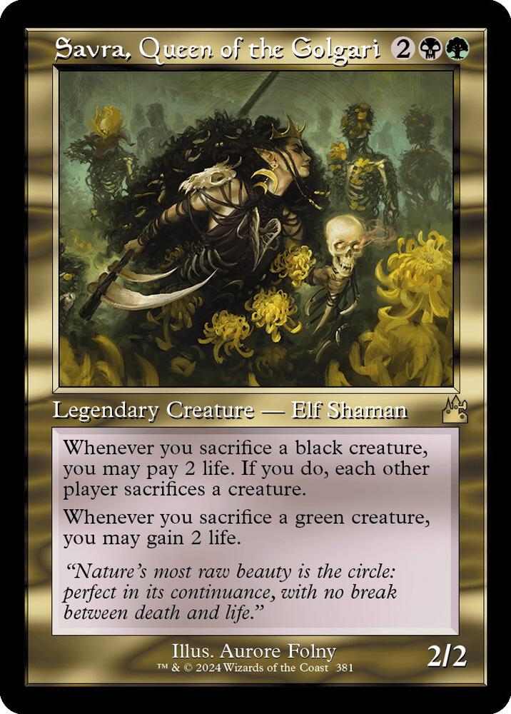 Savra, Queen of the Golgari (Retro Frame) (381) [Ravnica Remastered]