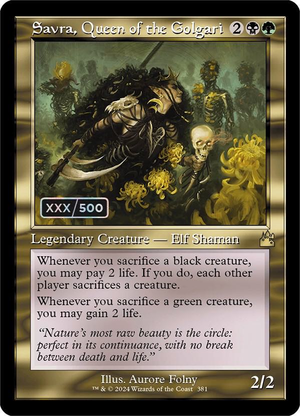 Savra, Queen of the Golgari (Retro Frame) (Serial Numbered) (381) [Ravnica Remastered]