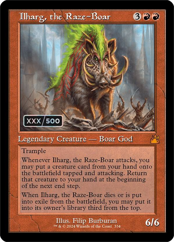 Ilharg, the Raze-Boar (Retro Frame) (Serial Numbered) (334) [Ravnica Remastered]