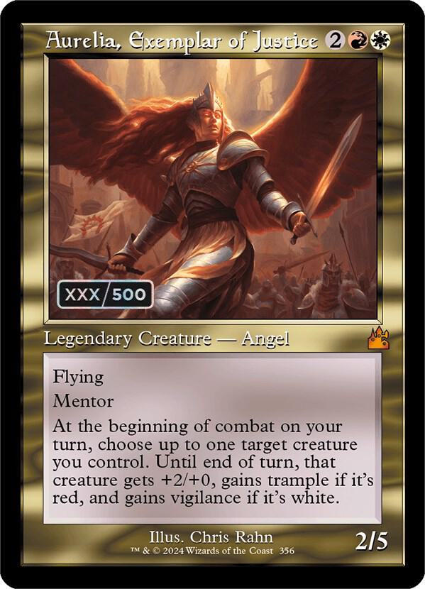 Aurelia, Exemplar of Justice (Retro Frame) (Serial Numbered) (356) [Ravnica Remastered]