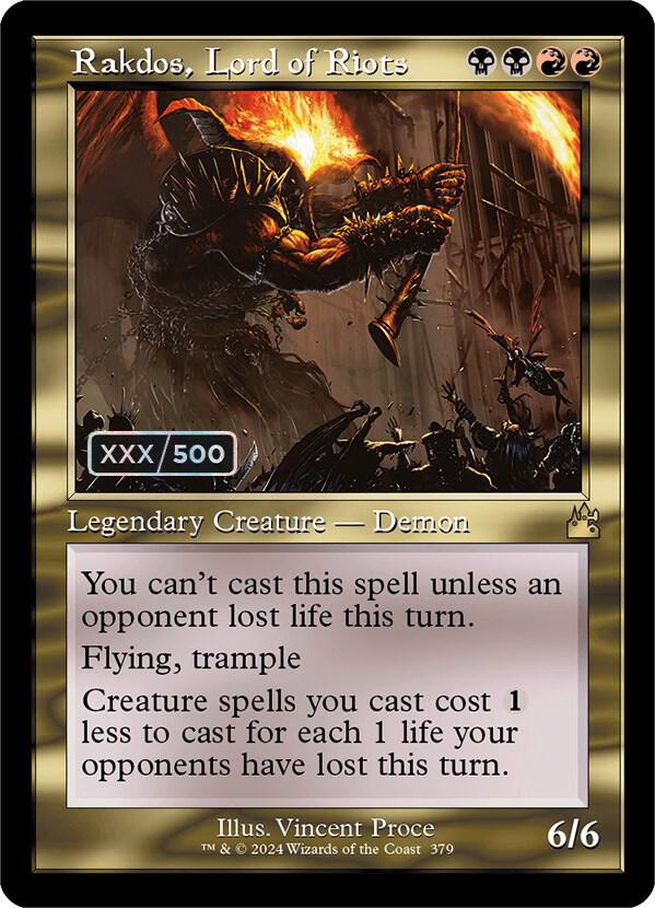 Rakdos, Lord of Riots (Retro Frame) (Serial Numbered) (379) [Ravnica Remastered]