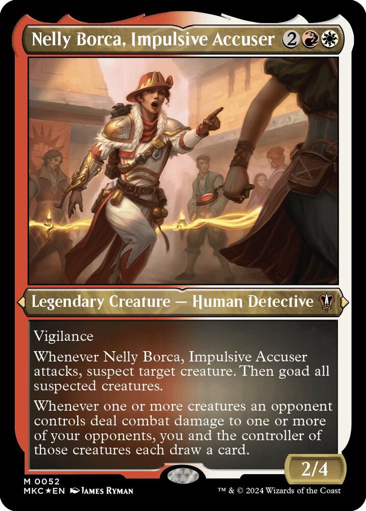 Nelly Borca, Impulsive Accuser (Display Commander) - Thick Stock (52) [Murders at Karlov Manor Commander]