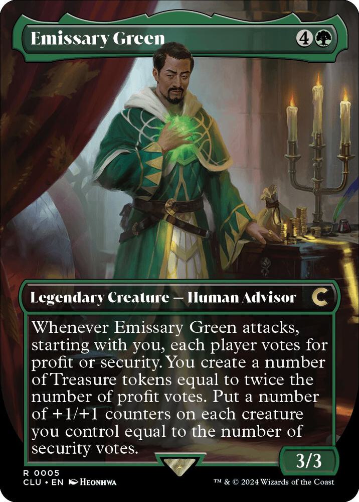 Emissary Green (Borderless) (5) [Ravnica: Clue Edition] [Borderless]