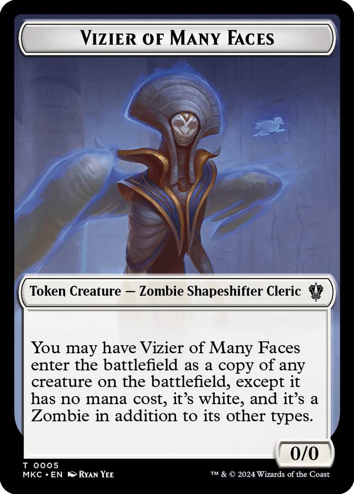 Vizier of Many Faces // Zombie Double-Sided Token (5 // 11) [Murders at Karlov Manor Commander]